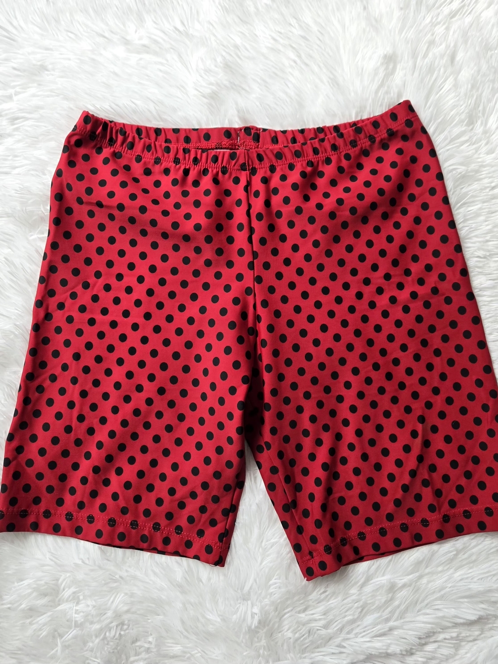 B-Skinz Red Black Polka Dot Athletic Bike Shorts Spandex Compression Size L